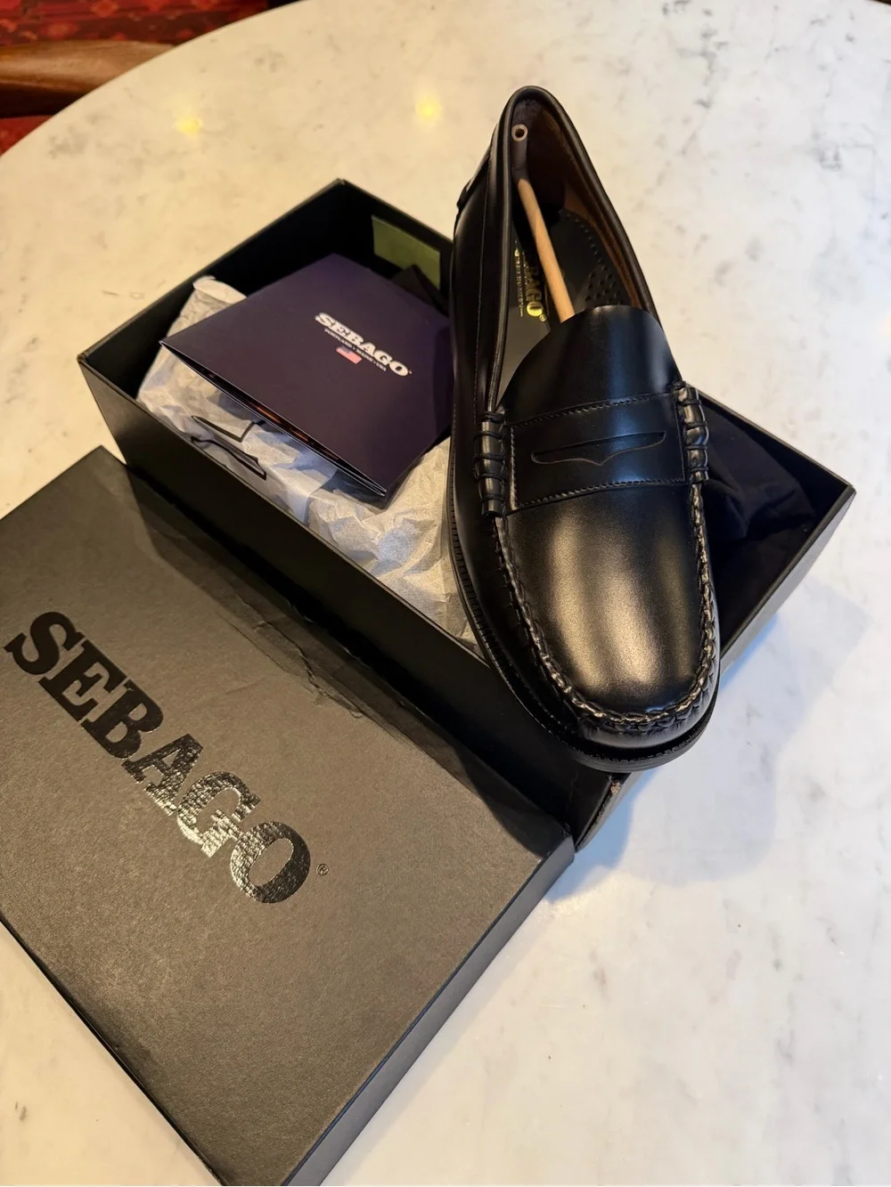 Sebago Black Leather Dan Penny Loafers